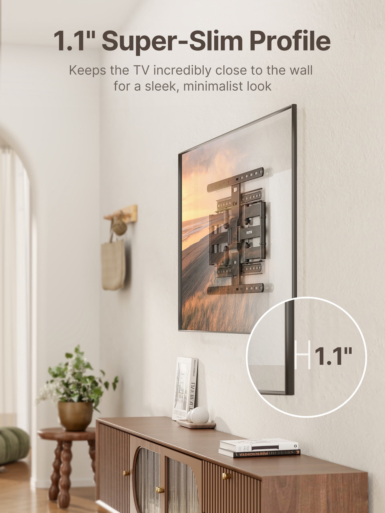 monTEK Ultra Slim TV Wall Mount for 43 –90" TVs, Articulating Swivel Bracket with Cable Management, VESA up to 600x400mm, 132lbs Capacity