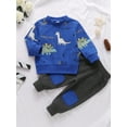 thumbnail image 3 of Sunisery Autumn Winter Infant Kids Baby Boy Dinosaur Outfits Tracksuits Print Sweatshirt Waist Joggers Pants 6M-4T, 3 of 6