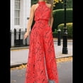 thumbnail image 4 of Elegantes para Mujer, para Fiestas de Noche, Invitadas de Boda, Grandes, Sin Mangas, Pantalones Largos de Pierna Rojo XXXL, 4 of 5
