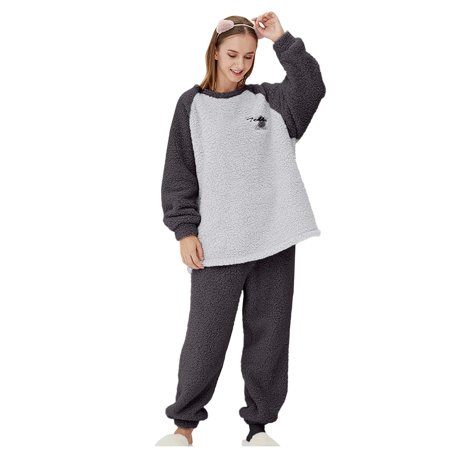 

vbnergoie Unisex Sleepwear Winter Flannel Print Long Sleeve+ Long Pants Pajama Suit Two Piece Black Pants Set Women Red Pant Suits for Women Dressy