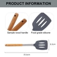 thumbnail image 2 of Espátulas antiadherentes con mango de madera, resistentes al calor, volteador de grado alimenticio, sin BPA, espátula para pescado, huevos, panqueques, wok (negro), 2 of 5
