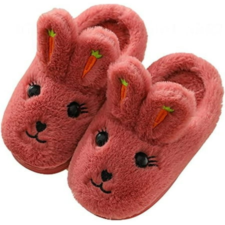 

shuwee Cute Bunny Slippers for Girls Toddlers Rabbit Winter Lovely Animal Plush Slippers Boys Anti-Slip Home Slip-on Warm House Shoes