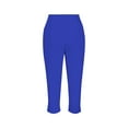 thumbnail image 5 of Stamzod Work Pants Women Clothing Summer Solid Color Slim Fitting Cropped Pants with Pocket Casual Oversized High Waistd Capri Pants for Women Blue XXXL, 5 of 6