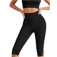 thumbnail image 5 of Vmvidoty Women Legging Plus Size High Waist Capri Yoga Leggings Cropped Pant for Workout Black 2XL, 5 of 8
