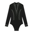 thumbnail image 3 of iiniim Men Mesh Latin Dance Leotard Bodysuit Long Sleeve See-Through Rhinestones Salsa Tango Dancewear Black XXL, 3 of 7
