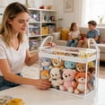 thumbnail image 2 of Large Clear Plastic Storage Moving Bags Thick Comforter & Clothes Tote Container Bin, Stackable Foldable Boxes 20 L Hinged Lid Zipper Organizer for Book Toys Camping Travel Attic White, 2 of 10