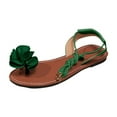 thumbnail image 2 of Xfvqtps Strappy Sandals for Women Flat Toe Ring Flower Decor Lace up Non Slip Beach Summer Sandals Green, 2 of 9
