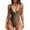 Brown A, variant on Zando V Neck Cheeky One Piece Swimsuits for Women High Cut Thong Bathing Suit for Women Tummy Control Swim Romper Lady Black L