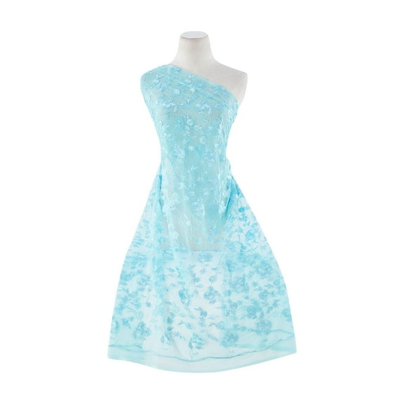 Zelouf Embroidery On Tulle  , Sewing, DIY, Crafts Fabric by the Yard, Aqua, 3 Yard