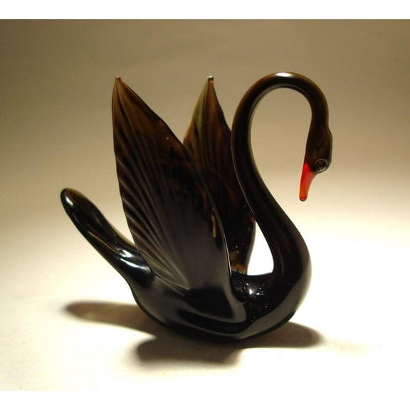 Black Glass Swan Figurine