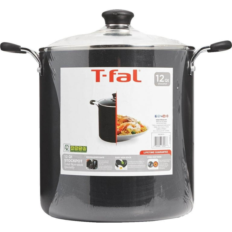 T-fal Specialty Stainless Steel Stockpot 12 Quart Oven Broiler Safe 350F  Pots and Pans, Cookware Silver