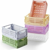 6-Pack Mini Plastic Crates,folding storage crate,Mini Plastic Baskets for Office Organization