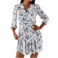 thumbnail image 1 of Vestido ajustado de manga larga con volantes de doble capa y cuello en V informal a la moda para mujer Pompotops  hdfakjf7296, 1 of 8