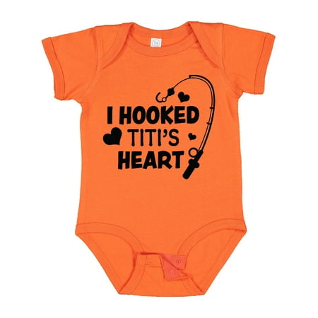 

Inktastic I Hooked Titi s Heart with Fishing Rod Gift Baby Boy or Baby Girl Bodysuit