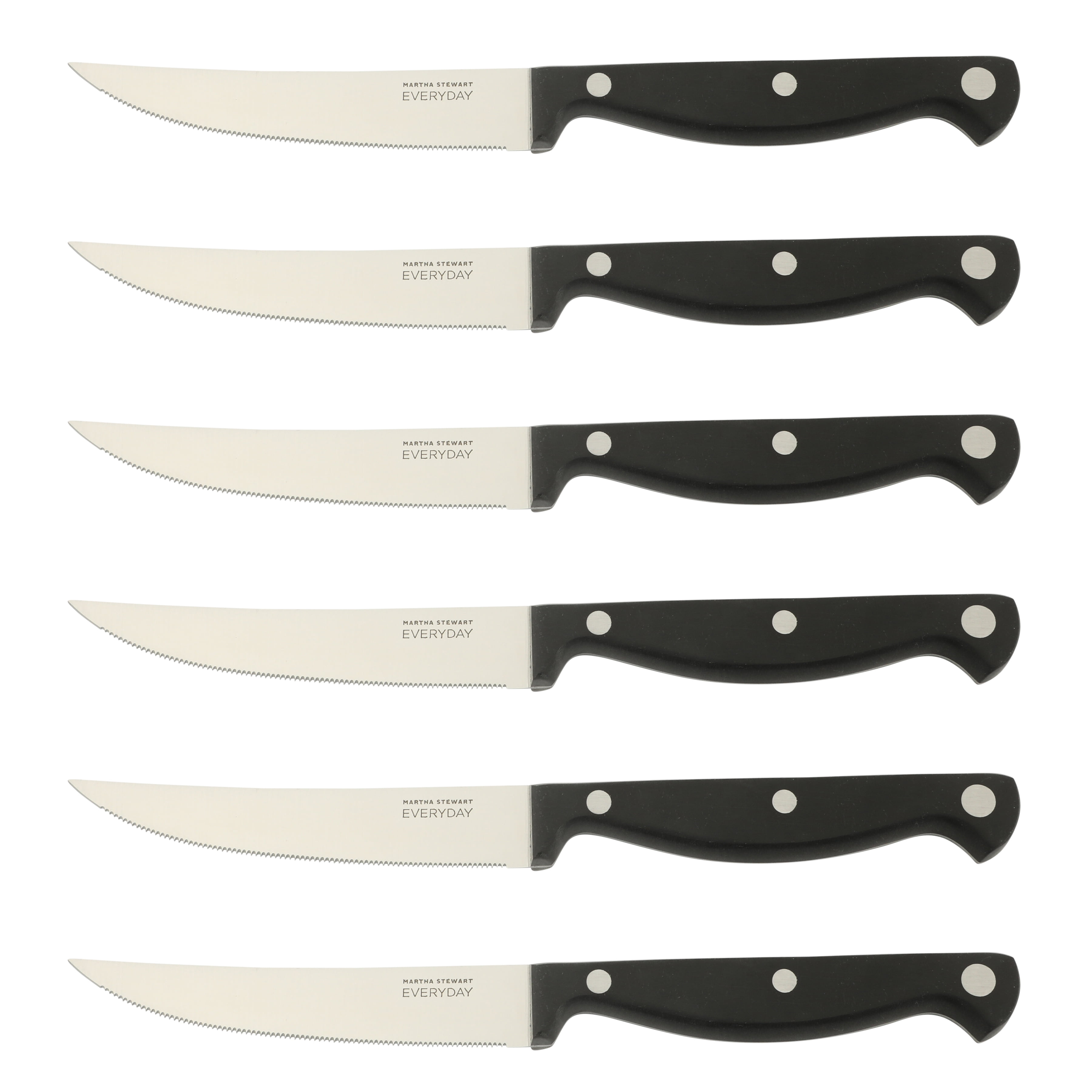 Martha Stewart Everyday Keswick 14-Piece Stainless Steel Kitchen Knife Set with Wood Block, Black