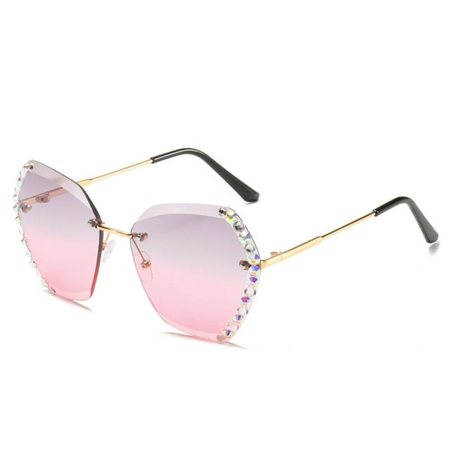 Diamond Hexagonal Sunglasses for Women Gradient Bling Rhinestone Sunglasses