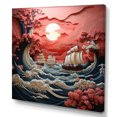 thumbnail image 2 of Designart "Waves Papercut Japon Coral wall decor I" Japanese Wall Art Living Room, 2 of 5