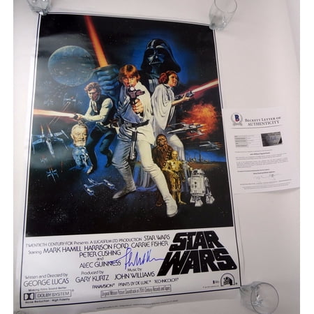 John Williams Composer Signed Star Wars Full Size Movie Poster Beckett BAS COA