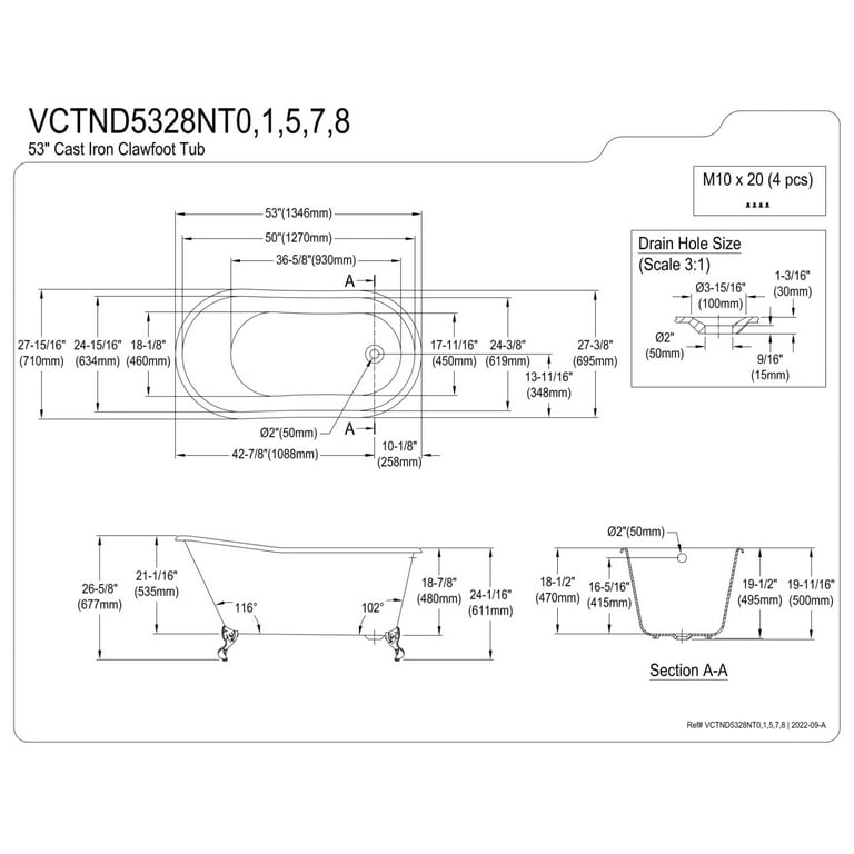 Clawfoot tub dimensions deals