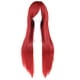 thumbnail image 2 of Nvzi Peluca de cabello natural liso de 80 cm de largo con flequillo para cosplay, peluca colorida para fiesta de Halloween para niña (roja), 2 of 5