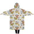 thumbnail image 2 of Oversized Wearable Blanket Hoodie,Gray Highland Cow Bathtub Sunflower Pattern Sherpa Blanket Hoodie with Super Pockets,Super Warm Fuzzy Pullover for Women & Men, 2 of 6
