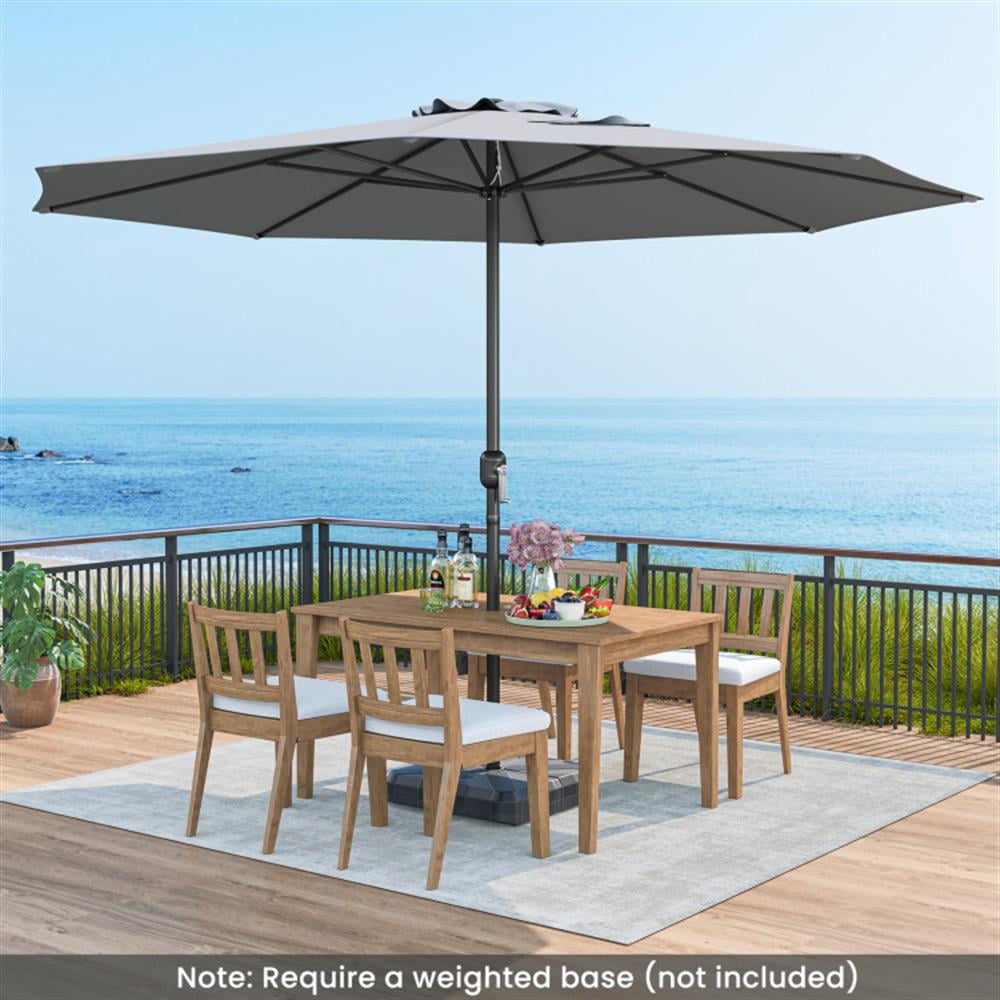 Resenkos Outdoor Garden Umbrella,Market Umbrella,12 Feet Patio Umbrella with Crank Handle and 8 Sturdy Ribs-Gray