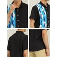 thumbnail image 6 of INSPIRE CHIC Men's Casual Printed Color Block Point Collar Short Sleeves Shirts M Black Blue, 6 of 6