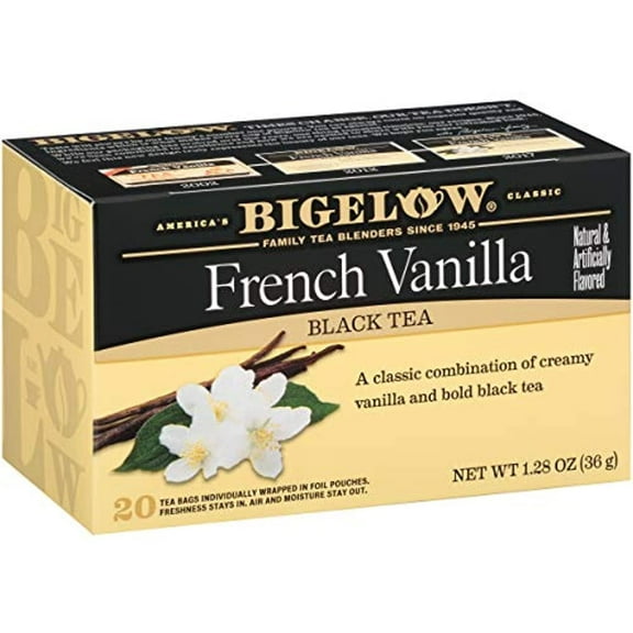 Bigelow French Vanilla Black Tea Bags, 20 Count Box (Pack Of 6), Caffeinated Black Tea, 120 Tea Bags Total