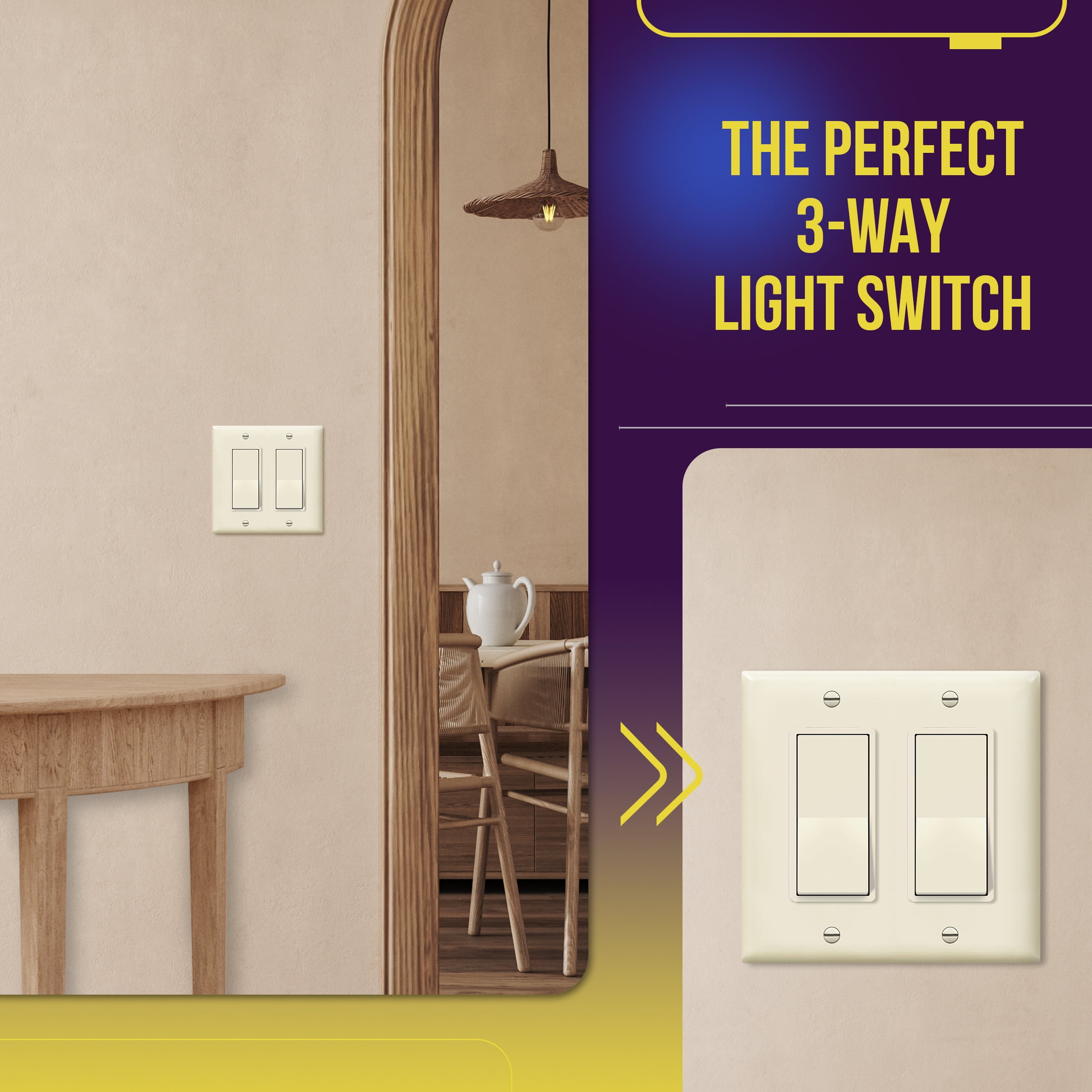 ENERLITES 4-Way Decorator Paddle Rocker Light Switch, Gloss Finish