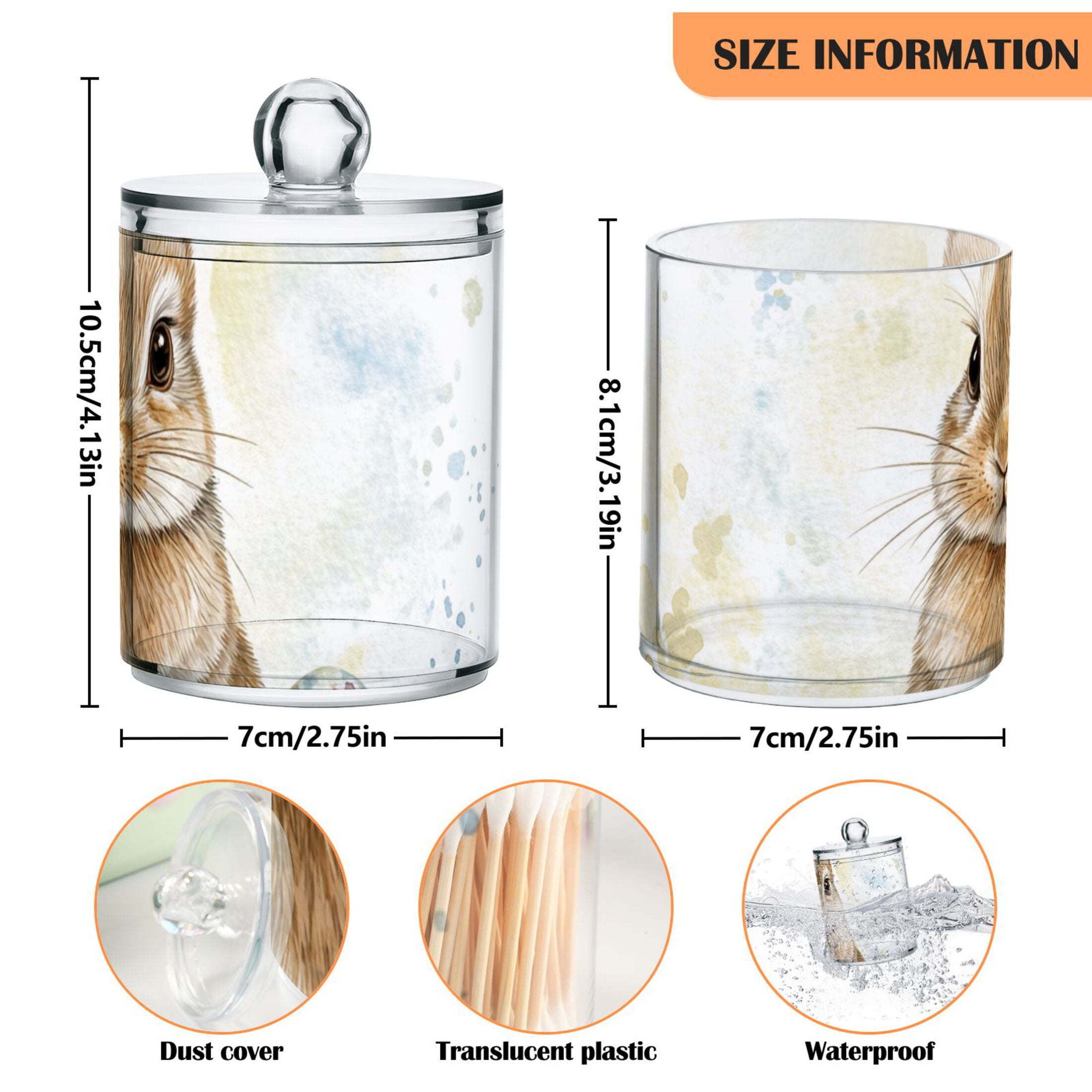Ckdifva Bunny Easter Eggs Rabbit Storage Jar with Lid Acrylic Organization Storage Containers Set of 4