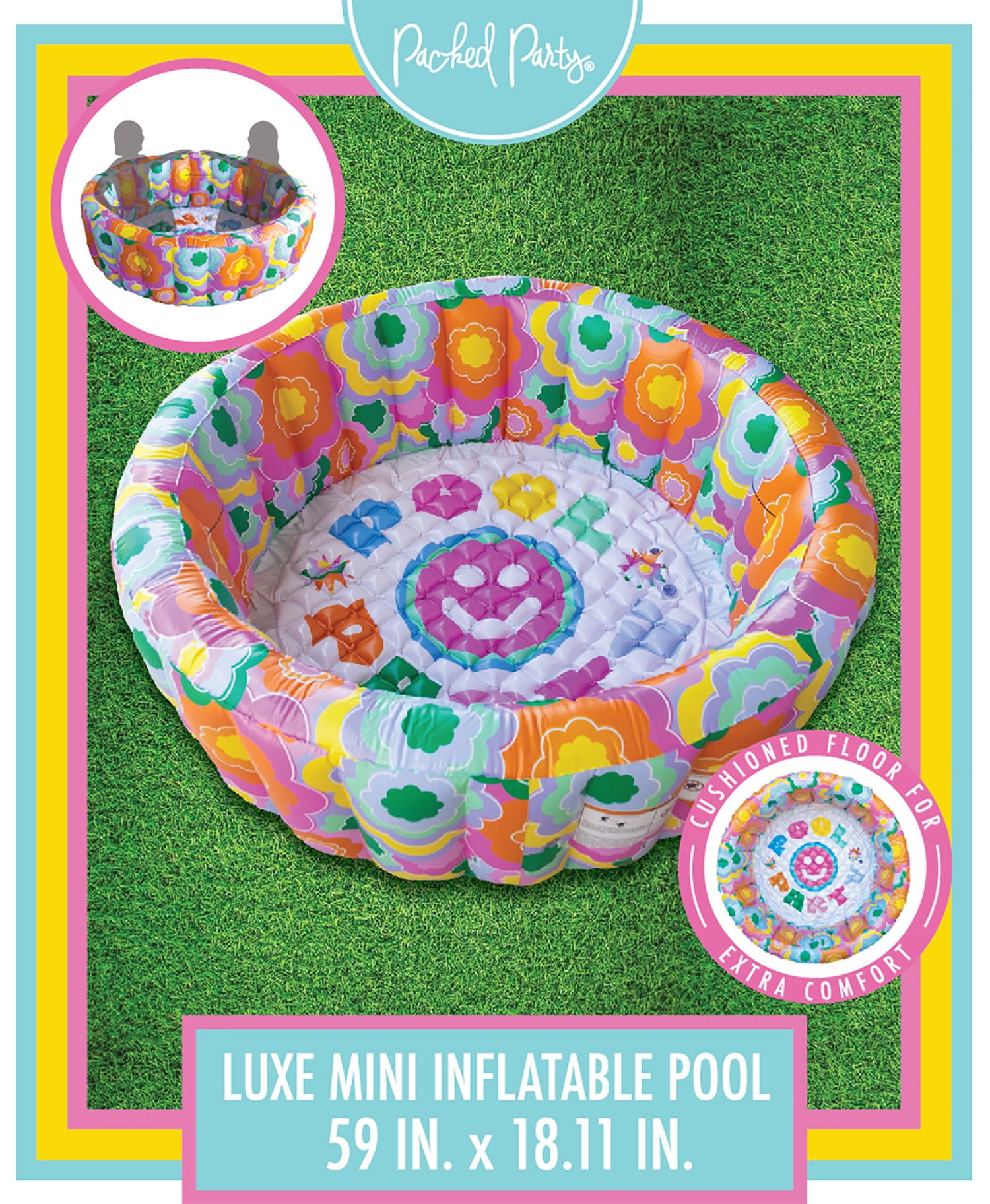 Packed Party Flower 59” Round Soft-Sided Inflatable Swimming Pool
