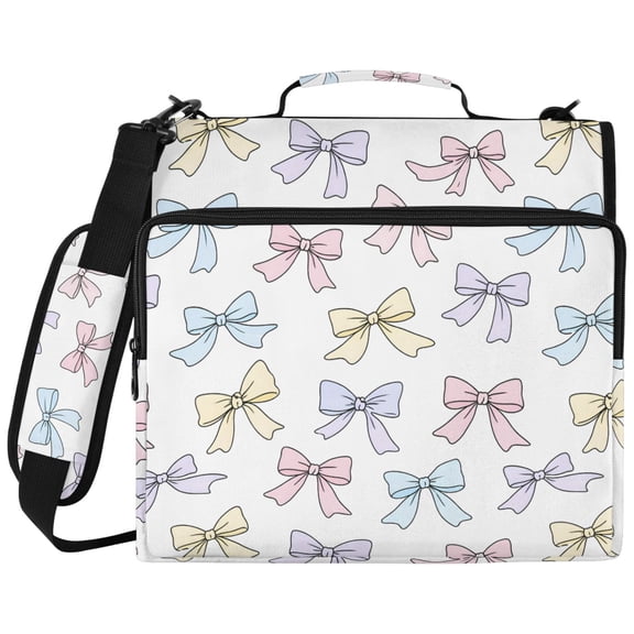 ALAZA Zipper Binder Cute Bows Pattern 2 inch 3 Ring 500 Sheet Capacity Trapper Keeper File Folder Organizer Bag