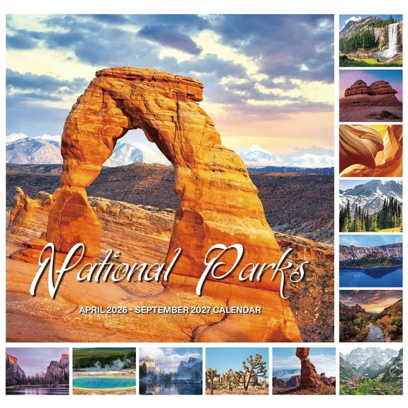 OMEYA Wall Calendar 2026 2027, 18-Month Hanging Calendar (Apr 2026–Sep 2027), 12" x 12" Square Calendar with 4 Month Preview Page, Park Design for Office, Home Planning, Great for Gifting