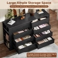 thumbnail image 3 of Afuhokles 8 Drawers Dresser with Side Storage Shelves for Bedroom, Modern 55.1" Large Wood Chest of Drawers Handle Free, Black, 3 of 8