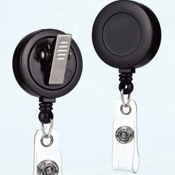 - 2 Pack - Retractable ID Name Badge Holder Reels with Swivel Alligator Clip (Black)