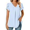 thumbnail image 2 of 2023 Women's Summer Fashion Chiffon Shirt V Neck Short Sleeved Tunic Top Suitable For Leggings, 2 of 2