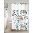 thumbnail image 6 of No Hook Shower Curtain with Snap in Liner, Abstract Aqua Brown Leaves Waterproof Bath Curtain Double Layers with See Through Top Window, Watercolor Spring Foliage Leaf Hotel Shower Curtains 36x72in, 6 of 9