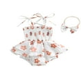 thumbnail image 1 of Infant Baby Girl Dress Sleeveless Spaghetti Strap Ruffle Romper Dress Set Summer Floral Bodysuit 3-6 Months, 1 of 8