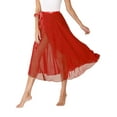 thumbnail image 3 of ZALDITA Women's Sheer Ballet Dance Wrap Skirts Lace-Up Lyrical Ballroom Dancing Long Skirt Red One Size, 3 of 7