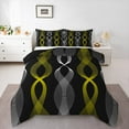thumbnail image 2 of Manfei Yellow Geometric Lines Bedding Queen Comforter Set,Geometric Aesthetic Down Comforter,Purple Black Ombre Bedding Sets Queen with Comforter,Super Cozy Room Decorative Reversible,3 Pieces, 2 of 7