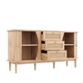 thumbnail image 4 of Homy Casa Modern Sideboard Buffet Cabinet with Rattan Drawers, Sliding Doors, Adjustable Shelves, and Rounded Top – Wood Tone, 4 of 7