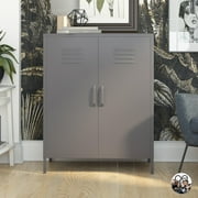 Queer Eye Bradford Metal Locker Cabinet, Graphite Gray, Accent Cabinet, 39.96"x 31.5"x 15.75"