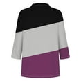 thumbnail image 4 of aidice Chemises à Manches 3/4 pour Femmes Col en V Tops Amples à Col Rabattu Printemps Été Décontractés Doux Confortables T-Shirts Colorblocks, 4 of 5