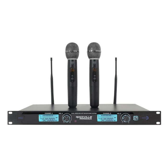 Rockville RWM23UA UHF Wireless Pro Rack Mount Dual Microphone System/20 Channel