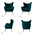 thumbnail image 6 of Velvet Accent Chairs Set of 2 Wingback Lounge Armchairs Sofa Upholstered Tufted Golden Leg Home Bedroom Teal, 6 of 8