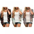 thumbnail image 2 of Pretty Comy Women's 3/4 Sleeve Floral Kimono Cardigan, Sheer Loose Shawl Capes, Chiffon Beach Cover-Up, Casual Blouse Tops, 2 of 8