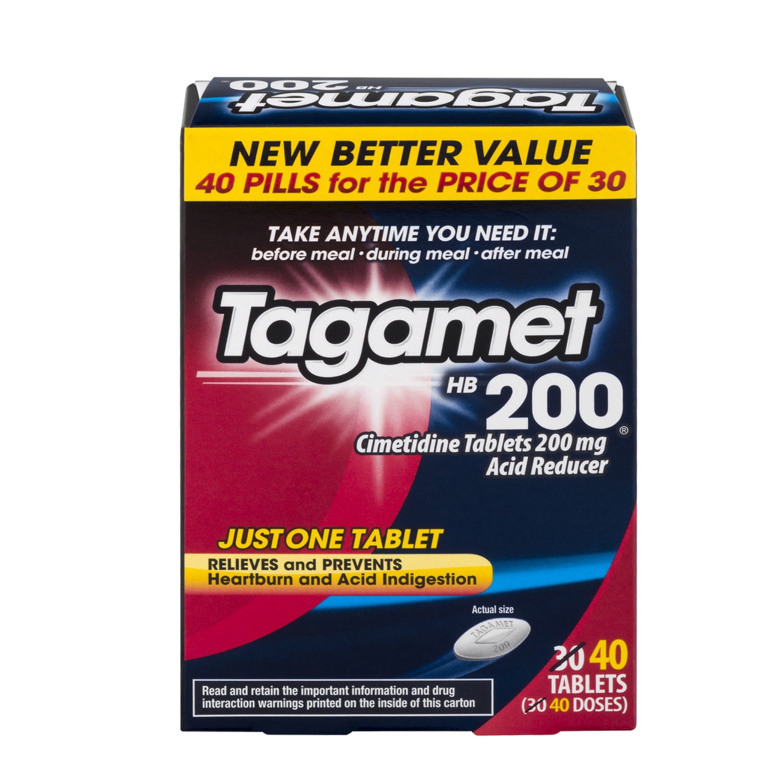 Tagamet HB 200 mg Cimetidine Acid Reducer and Heartburn Relief, 40 Count