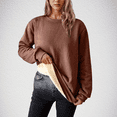 thumbnail image 6 of Fleece Lined Sweatshirts for Women Winter Warm Long Sleeve Pullover Casual Round Neck Thickened Solid Fall Tops, 6 of 8