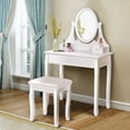 thumbnail image 4 of Gymax Bathroom Wooden Mirrored Makeup Vanity Set Stool Table Set White, 4 of 10