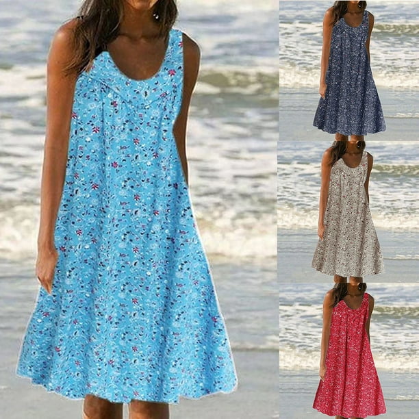 Zanvin A-Line Sundresses for Women, Summer Sleeve Loose Beach Sun Dresses Ruffled Flowy Dress, Dark Gray, XL, On Clearance! - Walmart.com